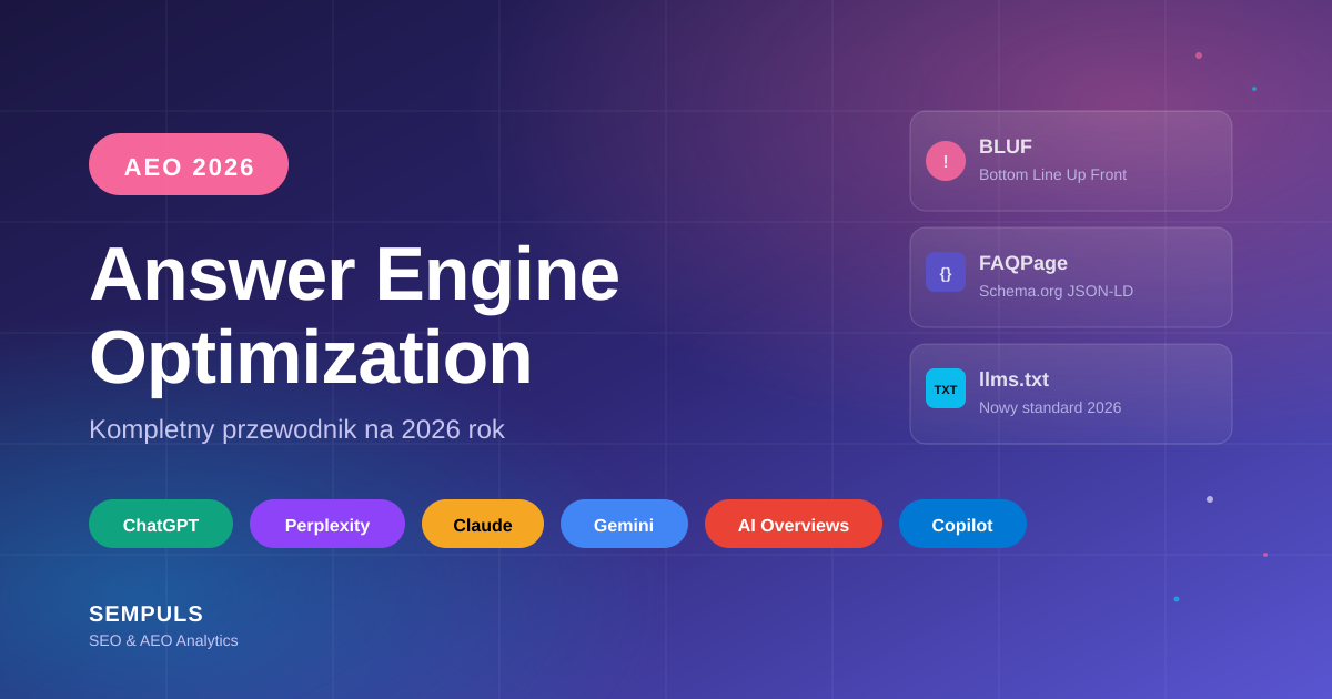 AEO — Answer Engine Optimization w 2026 roku — kompletny przewodnik